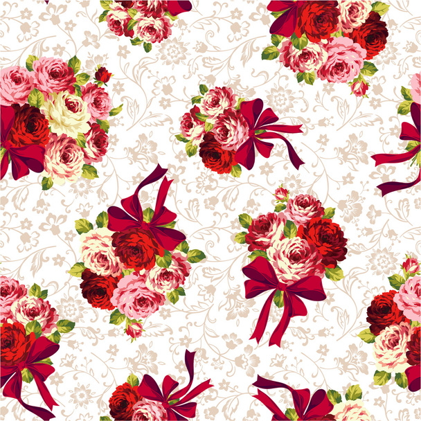 Rose and ribbon pattern, - Vektor, kép