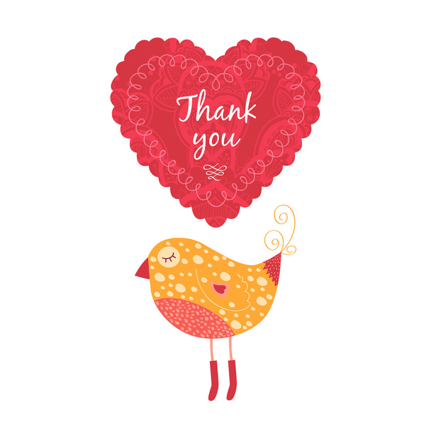 Thank you card with birds - Vector, Image