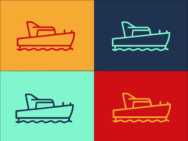 Plantilla de logotipo del barco de rescate de emergencia, icono plano simple de emergencia, rescate, barco - Vector, imagen
