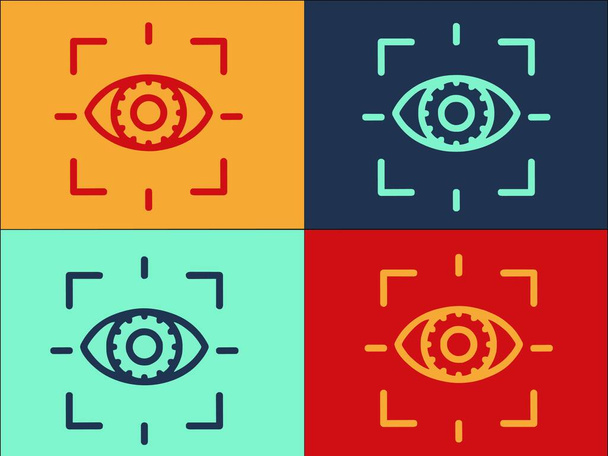 Göz Güvenlik Logosu Şablonu, Basit Düz Göz Simgesi, Teknoloji, Güvenlik - Vektör, Görsel