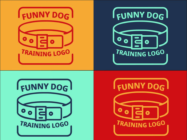 Modelo do logotipo do treinamento do cão de Fany, ícone liso simples do símbolo, centro, loja - Vetor, Imagem