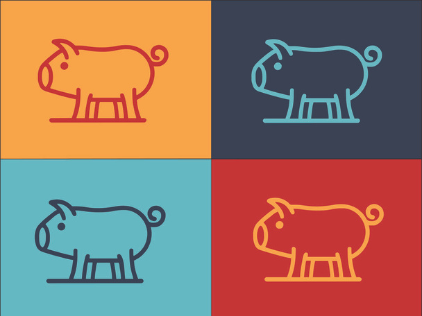 Plantilla de logotipo de cerdo de granja, icono plano simple de animal, cerdo, granja - Vector, imagen
