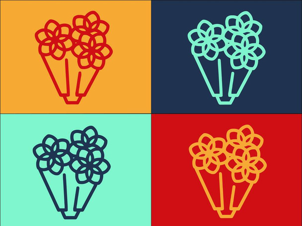 Flora Çiçeği Buket Logo Şablonu, Basit Düz Flora Simgesi, buket, çiçek - Vektör, Görsel