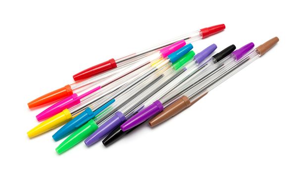 Colorful pens isolated on white - Photo, Image