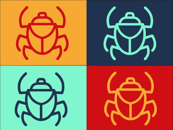 Floresta Scarab Beetle Logo Template, Ícone plano simples de inseto, floresta, inseto - Vetor, Imagem
