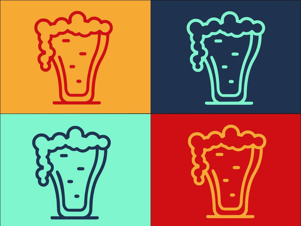 Modelo completo do logotipo da caneca da cerveja, ícone liso simples da caneca, cerveja, cerveja - Vetor, Imagem