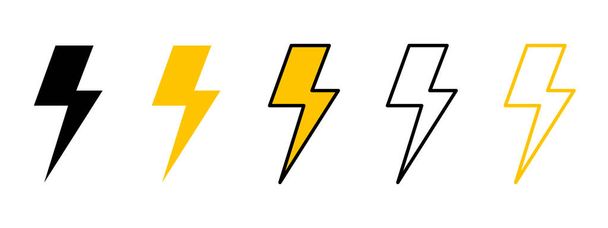 Lightning set. Electric discharge, flash or anger concept. Vector illustration - Photo, Image