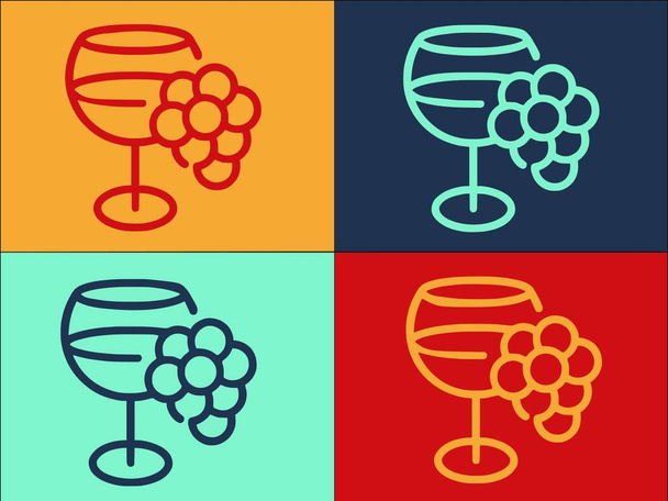 Modelo do logotipo do vinho da uva, Ícone liso simples do vinho, uva, vinha - Vetor, Imagem