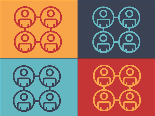 Grupo Pessoas Team Logo Template, Ícone plano simples da equipe, grupo, pessoas - Vetor, Imagem