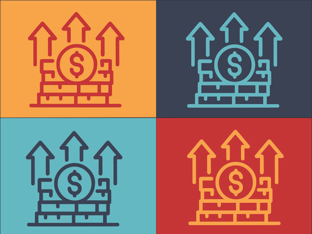 Grow Up Money Stack Logo-Vorlage, einfache flache Ikone des Geldes, Investitionen, Stapel - Vektor, Bild