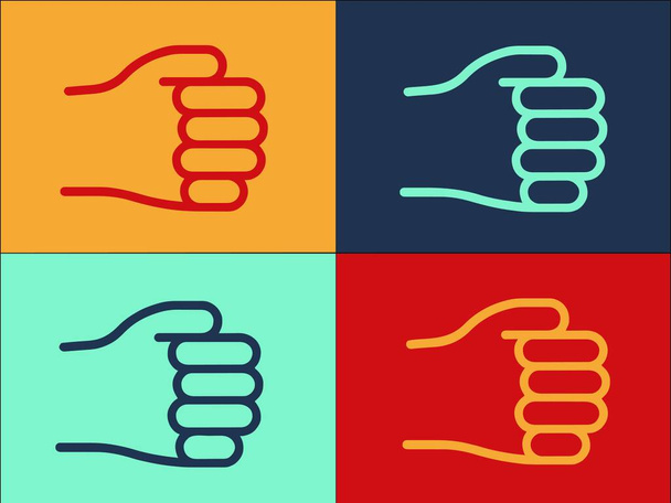 Ruční gesto Pěst Palm Logo šablona, Jednoduchá plochá ikona znamení, dlaň, pěst - Vektor, obrázek