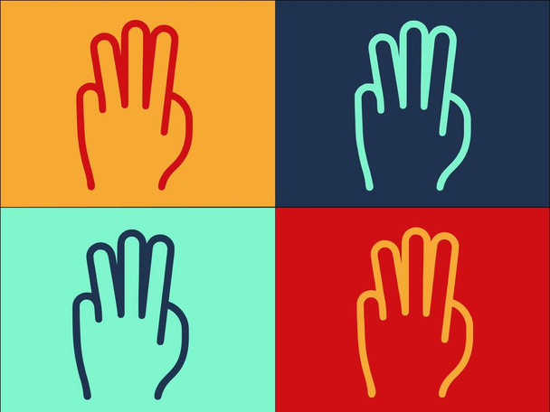 Handgeste Dreimal Logo-Vorlage, Einfache flache Ikone der Geste, Zeit, Symbol - Vektor, Bild