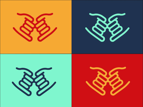 Hand Gestures Best Friends Logo Template, Simple Flat Icon of gesture, friendship, young - Vector, Image