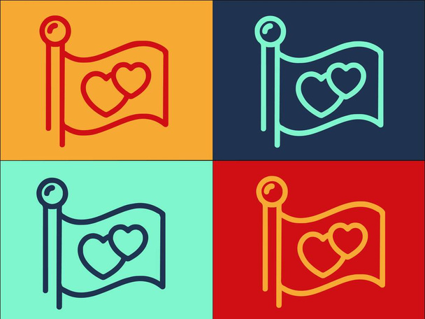 Modello di logo di empowerment della bandiera del cuore, Icona piatta semplice di empowerment, giorno, bandiera - Vettoriali, immagini
