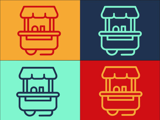 Modèle de logo de vendeur de chariot de hot dog, icône plate simple de chaud, nourriture, chariot - Vecteur, image