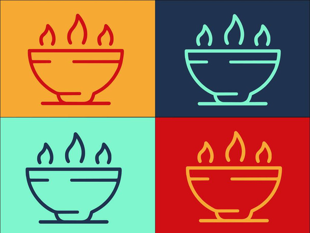 Modèle de logo de soupe chaude, simple icône plate de soupe, chaud, soupe alimentaire, chaud, nourriture - Vecteur, image