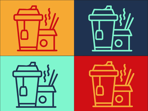 Hot Tea Logo Sablon, Egyszerű lapos ikon tea, forró, csésze tea, forró, csésze - Vektor, kép