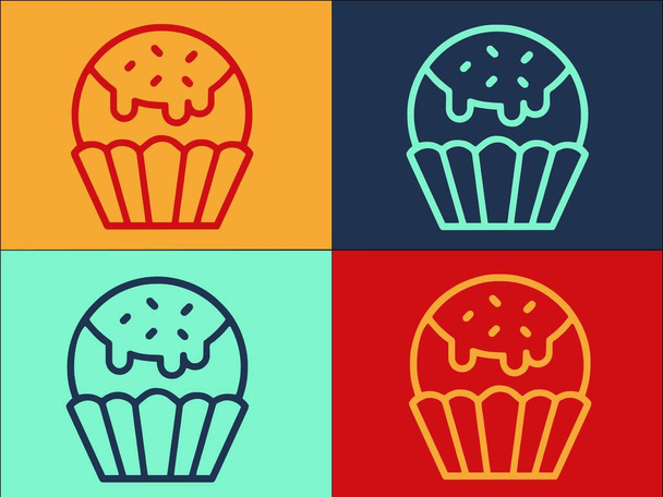 Icing Muffin Logo Template, Eenvoudige platte icoon van dessert, cake, zoet dessert, cake, zoet - Vector, afbeelding