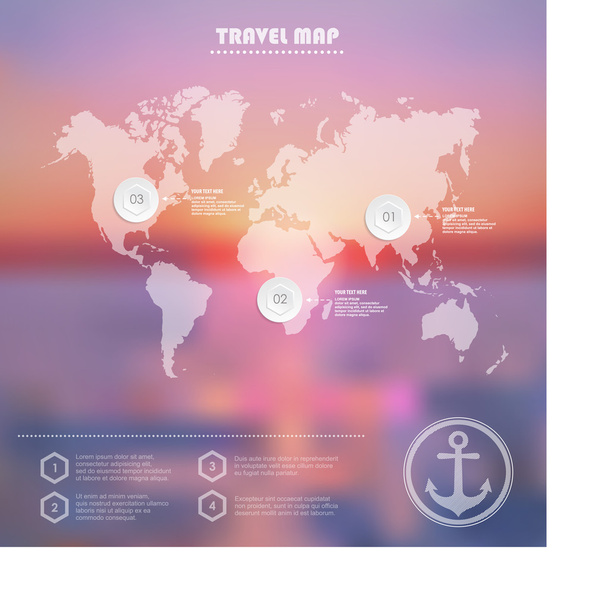 Travel World Mapa de símbolos y tipografía
 - Vector, Imagen