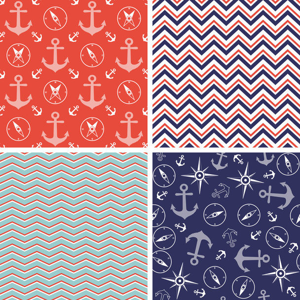 Pattern with marine anchor and wind rose - Vector, Image