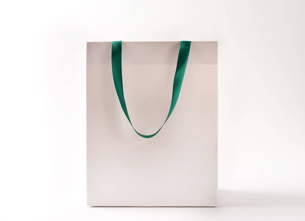 White shopping bags isolated on white background. - Photo, Image