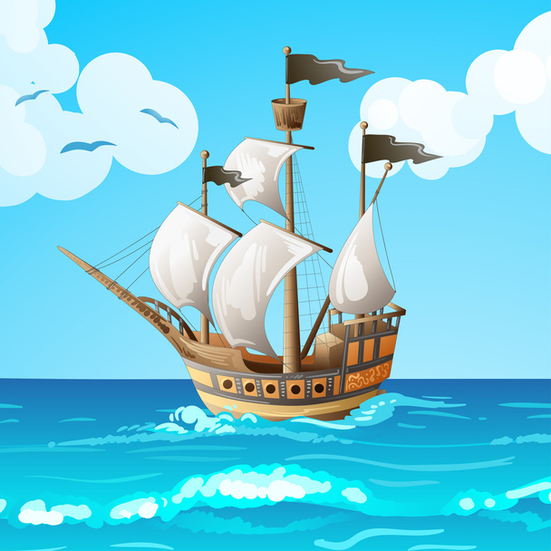 Ocean-going ship - Vector, afbeelding