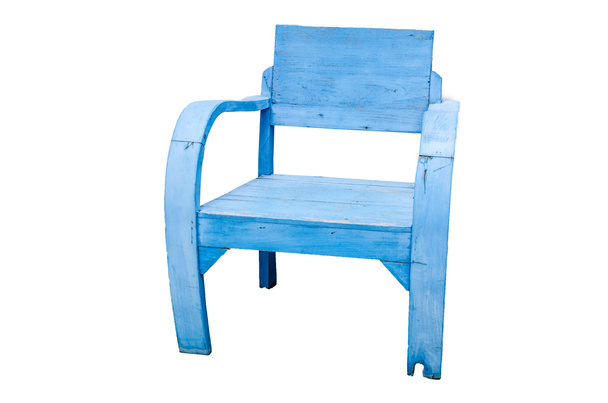 brudne stare drewniane krzesło niebieski  - Zdjęcie, obraz