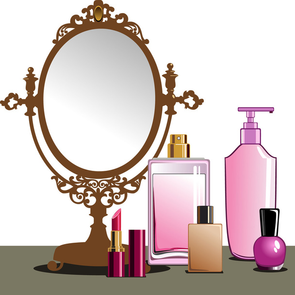Maquillaje y espejo
 - Vector, imagen
