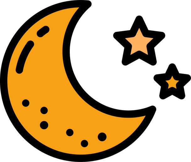 икона погоды лунной ночи в стиле заполненного контура - Вектор,изображение