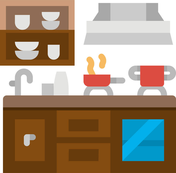 szafy kokking kuchnia ikona w kategorii turystyka-hotele-gościnność - Wektor, obraz
