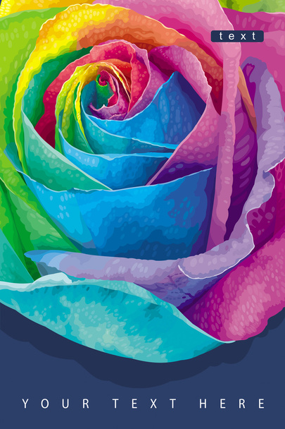 Rainbow rose card dark - Wektor, obraz