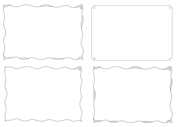 Set of vector frames. Doodle Borders. Black and white. - Vector, Image