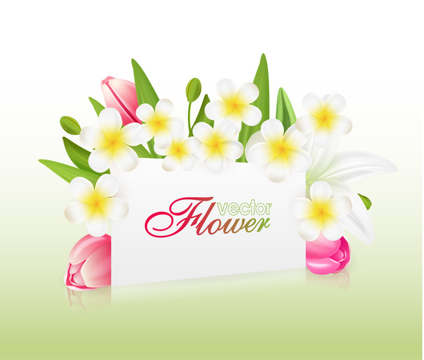 Belles fleurs avec carte de vœux, illustration vectorielle avec
  - Vecteur, image