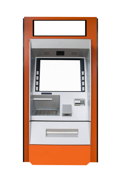 ATM machine Concept of monetary Checking the transfer payment Mockup.clipping path - Fotografie, Obrázek