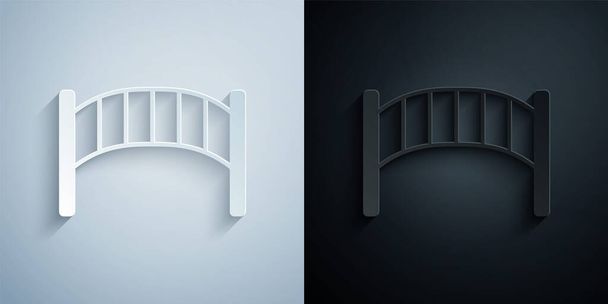 Paper cut Playground kids bridge icon isolated on grey and black background. Paper art style. Vector - Vector, Image