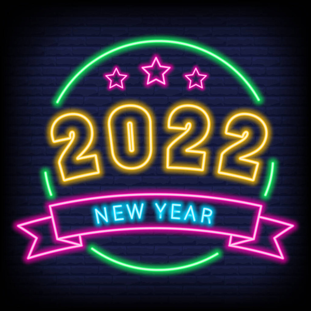 2022 new year neon banner. Vector - Vector, Image