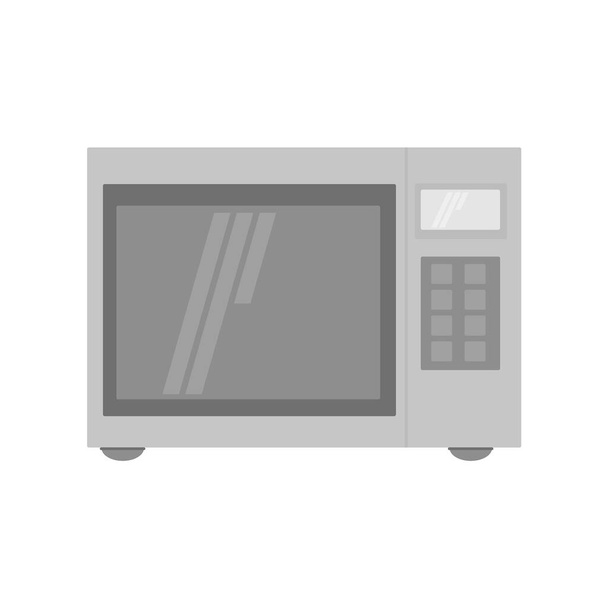 Microwave, kitchen appliance for reheating, defrosting and cooking food, equipment gray in flat style vector illustration - Vector, Image