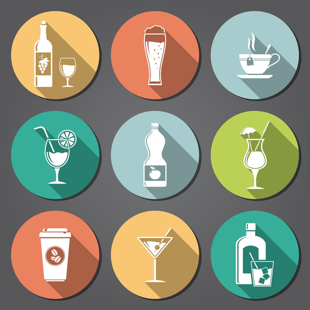 Напитки и напитки плоские иконки
 - Вектор,изображение