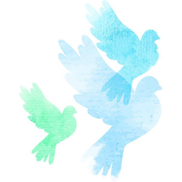 три аквареллю голубів
 - Вектор, зображення