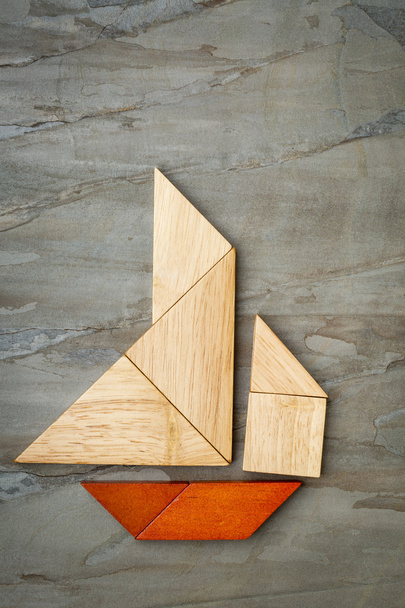 abstract sailboat from tangram puzzle - Фото, зображення