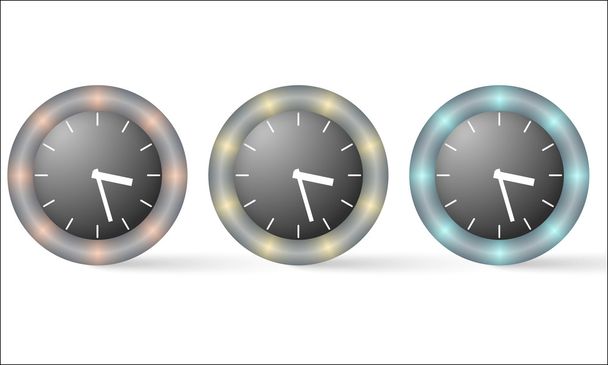 Set aus drei Symbolen mit Uhr - Vektor, Bild
