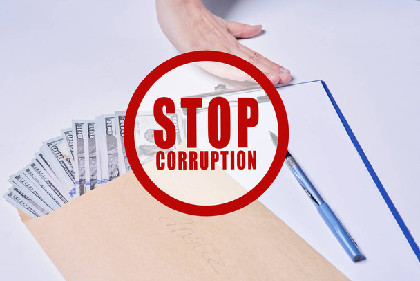 Stop corruptie, omkopingsconcepten - Foto, afbeelding
