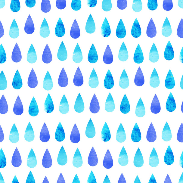水彩ブルーレイン シームレスなパターン - ベクター画像