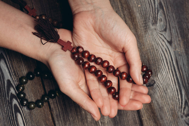 Orthodox cross with beads clear religion catholicism - Foto, Bild