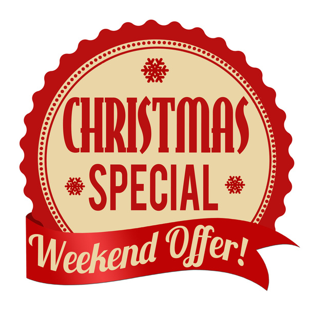 Especial Navidad, etiqueta de oferta de fin de semana o sello
 - Vector, Imagen