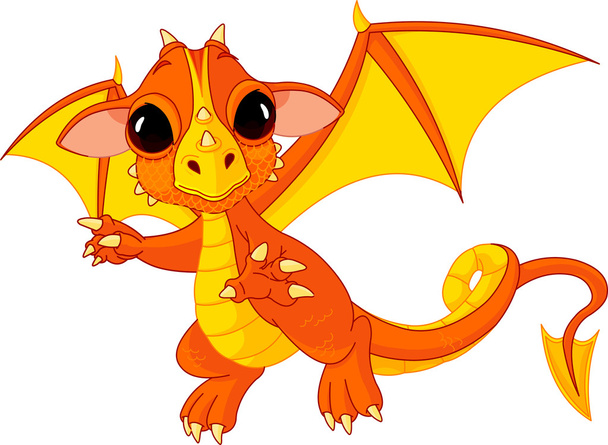 Cartoon baby dragon - Vector, Image