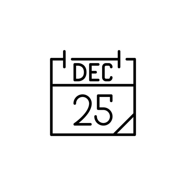 Dale la vuelta al calendario con la fecha del 25 de diciembre. Pixel perfecto, golpe editable - Vector, imagen