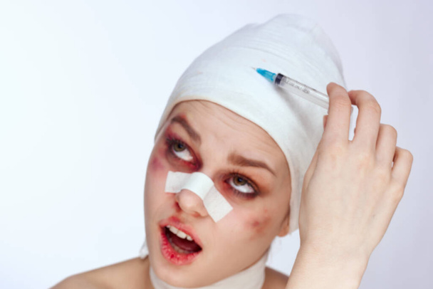 a person health problem injury face injection close-up - Φωτογραφία, εικόνα