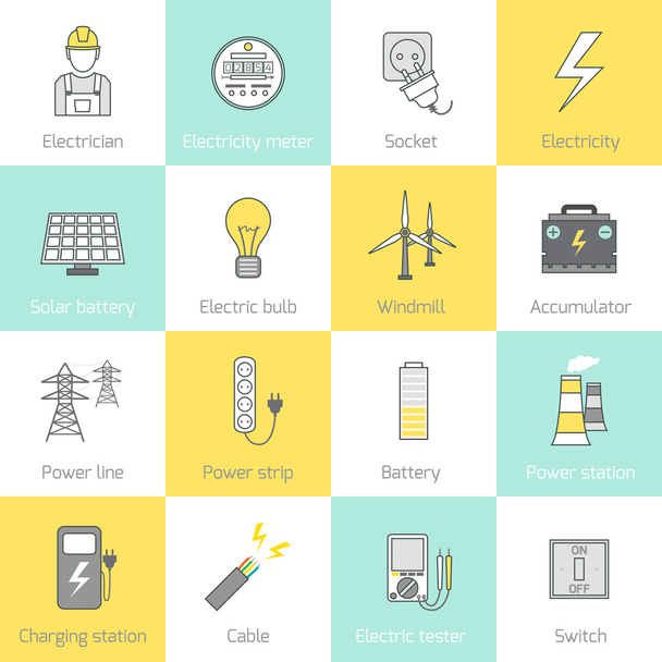 Electricity Icon Flat Line - Vector, Image