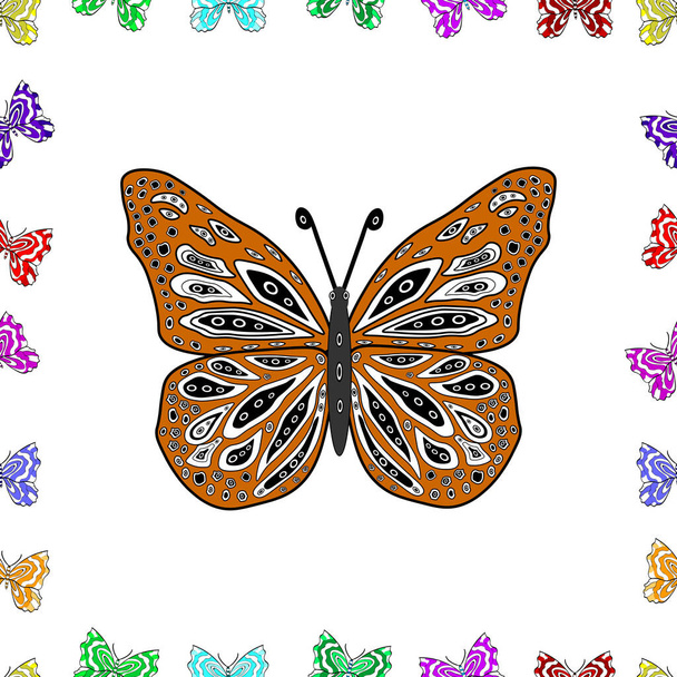 Coleção de borboletas coloridas, voando em direções diferentes. Abstrato padrão sem costura para meninas, meninos, roupas, papel de parede. - Foto, Imagem